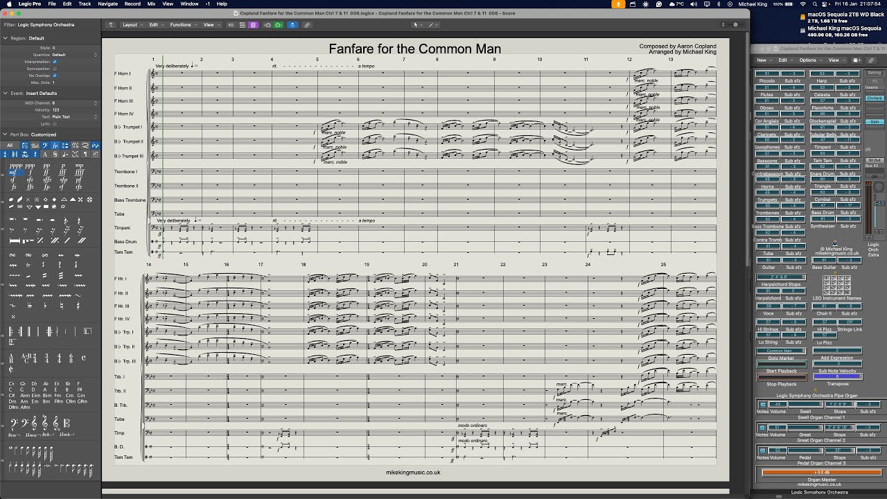 Aaron Copland, Fanfare for the Common Man, Mix 2, Michael King   16 Jan 2026 at 20 47