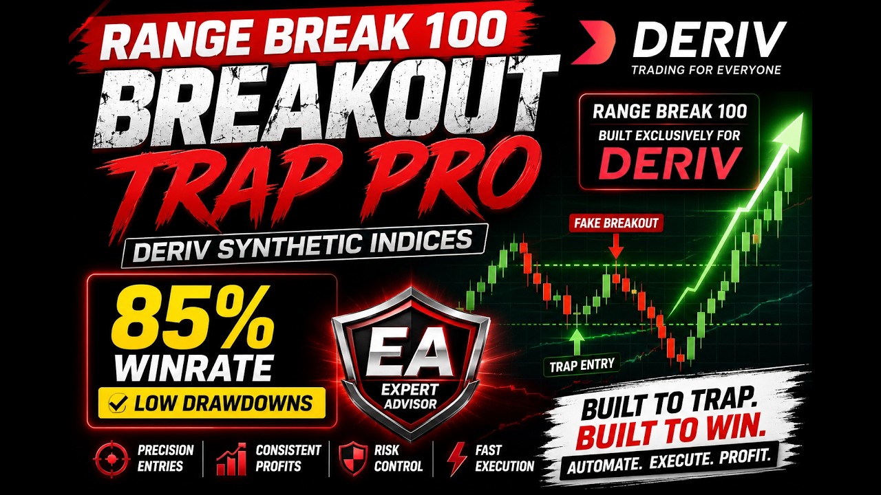 Deriv BREAKOUT TRAP PRO 💥 Range Break 100 EA (85% WINRATE | LOW DRAWDOWN)