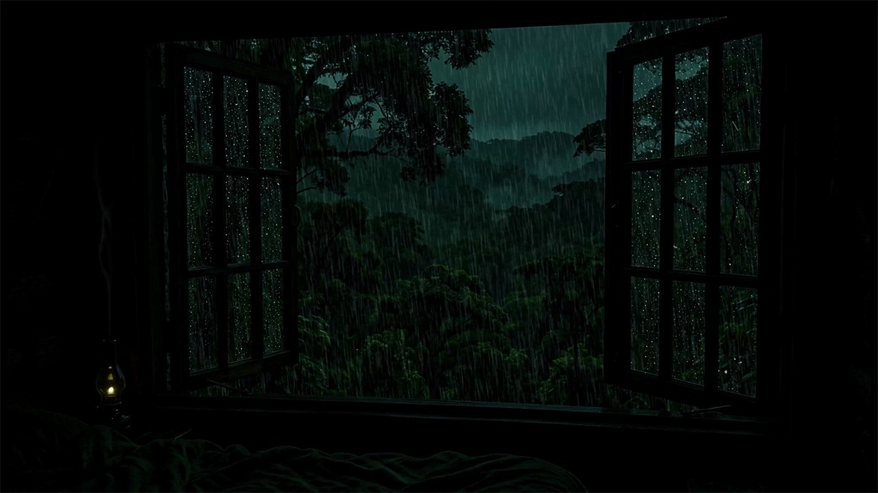 Heavy Night Rain Beyond the Window | Soothing Rain and Thunder Sounds for Deep Rest & Relaxation