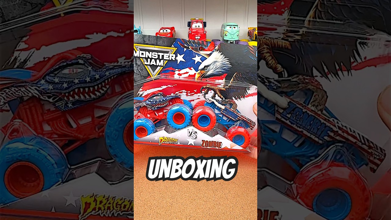 Fire! Stars & Stripes series 2 - Zombie & Dragon Monster Trucks Unboxing! #shorts