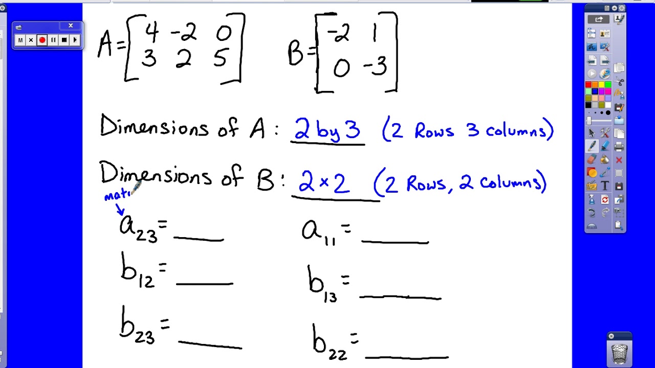 Matrices   Dimensions and Elements