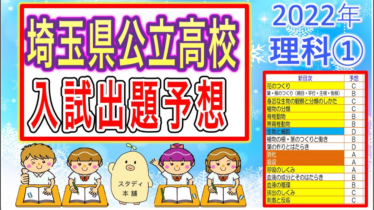 受験生を応援します！🌟特別無料公開🌟埼玉県公立入試　㊙︎出題予想！理科①　学力検査問題。情報量、分析力で負けません！一問一答とわかりやすい図解付き！BGM「西野亮廣」えんとつ町のプペル