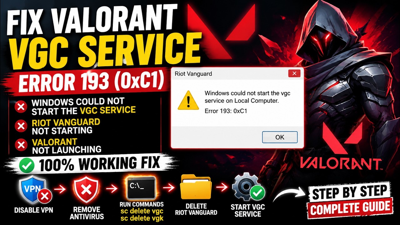 Valorant Not Launching? Fix Windows Could Not Start the VGC Service Error 193