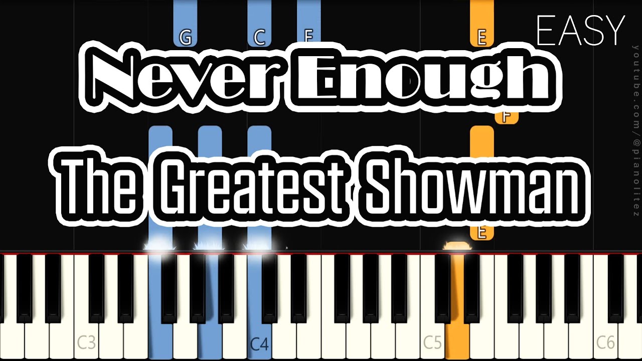 Never Enough – The Greatest Showman | EASY PIANO TUTORIAL | SLOW VERSION | MELODY AND CHORD