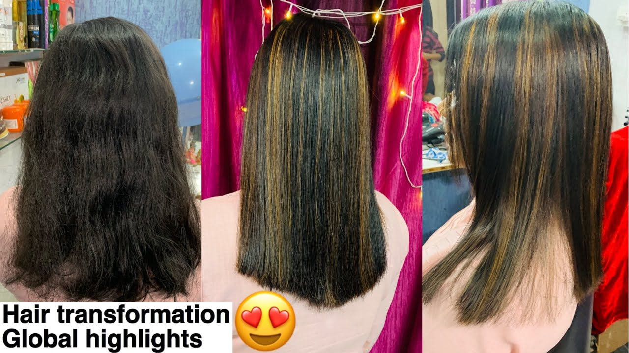 Global highlights with slice&weaving technique || hair transformation 😍