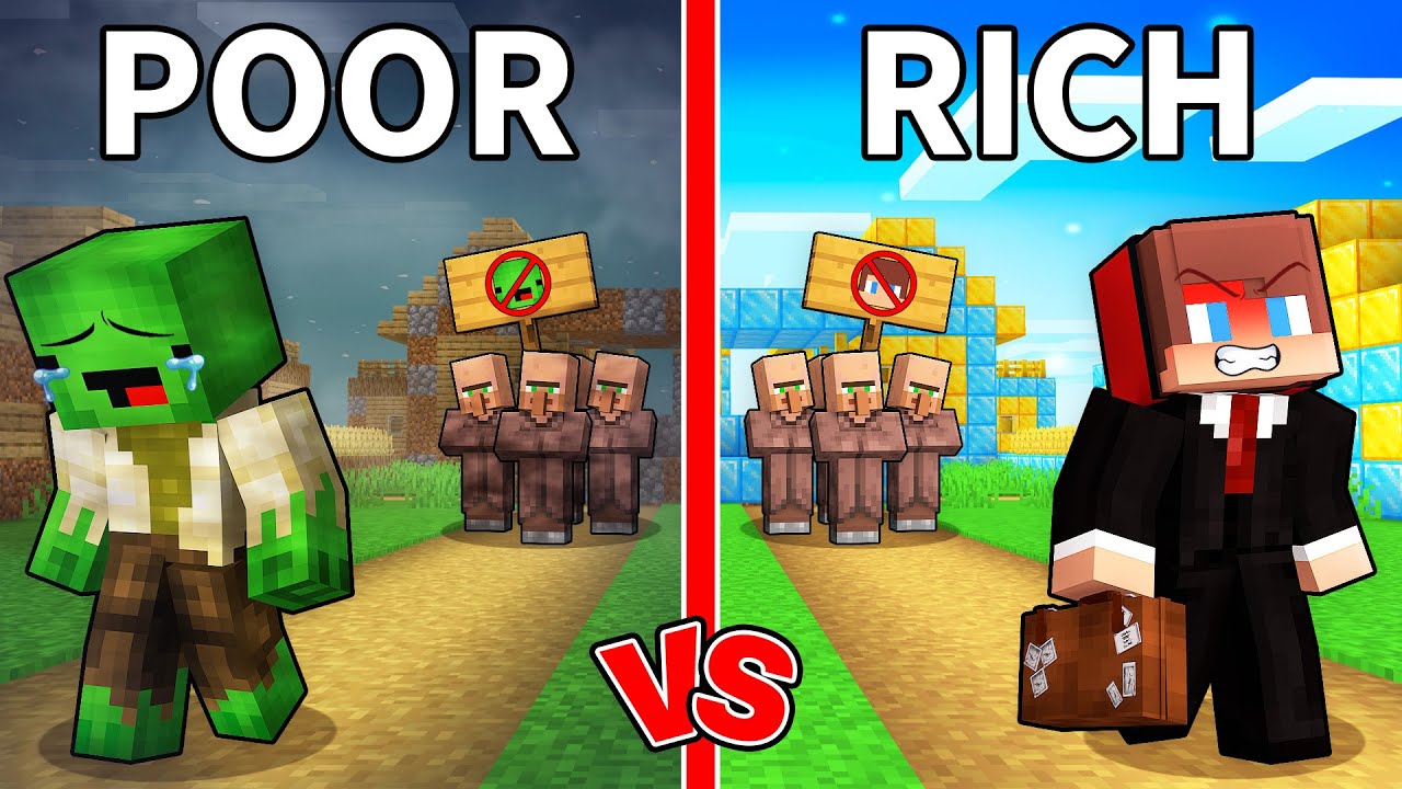 Mikey and JJ Were Kicked Out Of POOR vs RICH Village in Minecraft (Maizen)