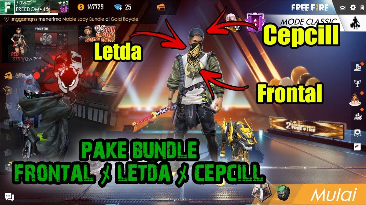 PAKE BUNDLE FRONTAL ﾒ CEPCIL ﾒ LETDA??! SOLO Vs SQUAD 17 KILL!!