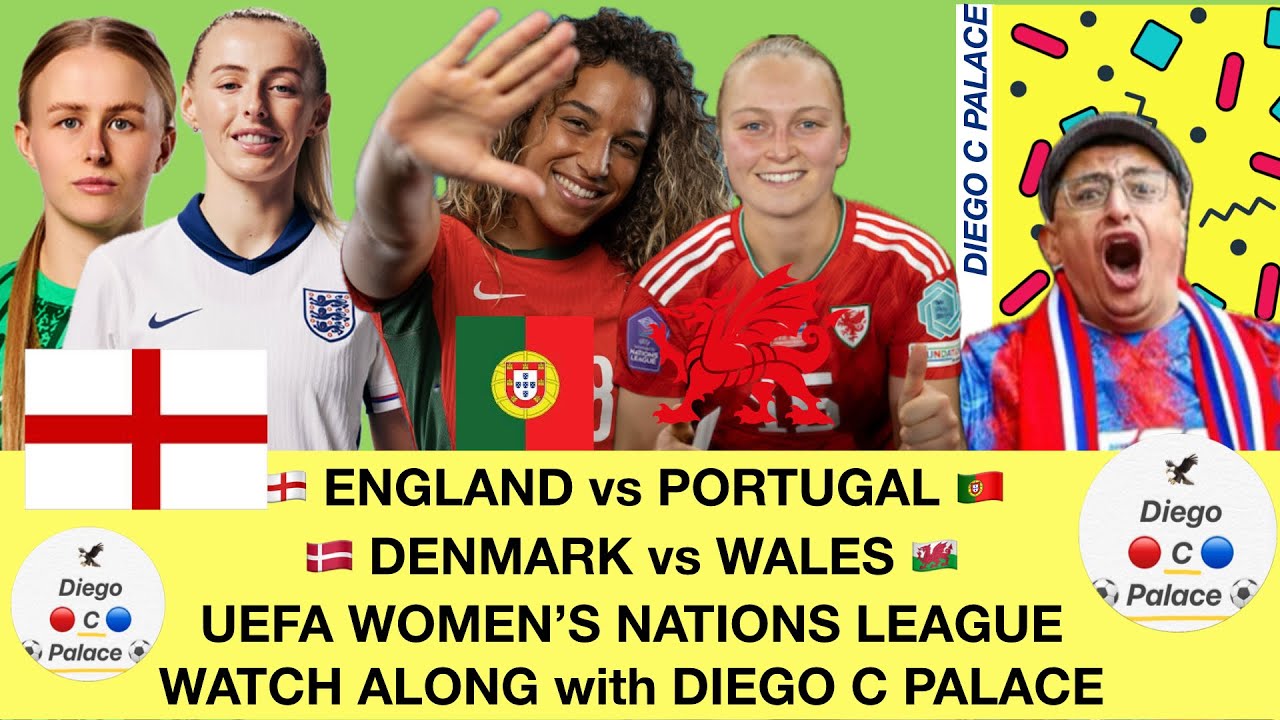 DENMARK 1-0 WALES LIVE ENGLAND 6-0 PORTUGAL LIVE UEFA WOMEN'S NATIONS LEAGUE 