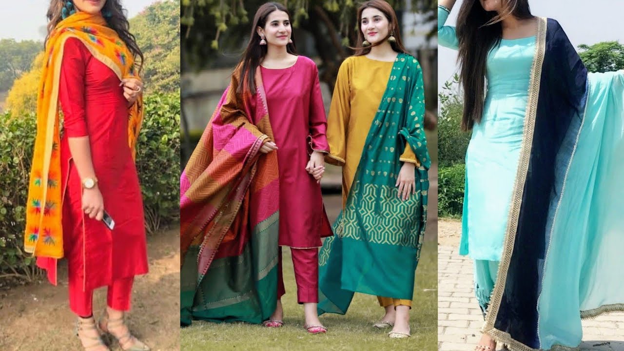 New PLAIN SILK Suit Design Ideas  - Simple Brocade Banarsi silk suits designs to Make a statement