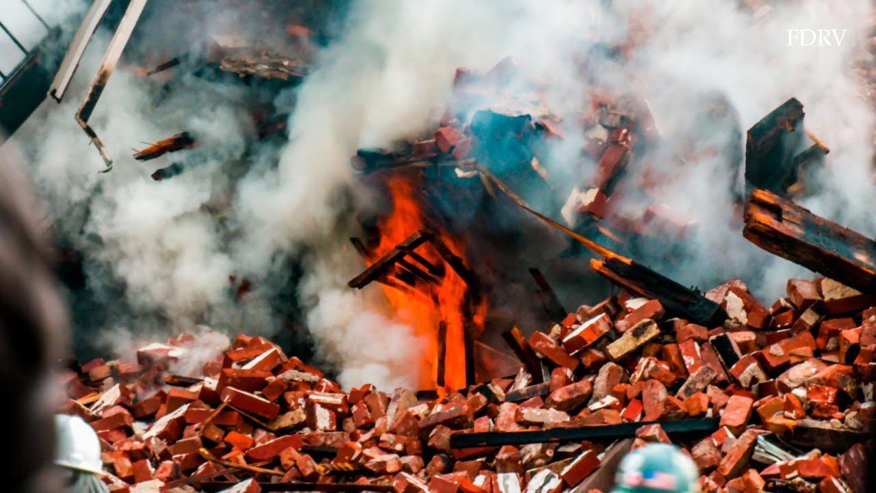 **FIRE STILL BURNING 3 DAYS LATER! & MORE WALLS COLLAPSE!** Demolition Day 2 - [ 6th Alarm Box 437 ]