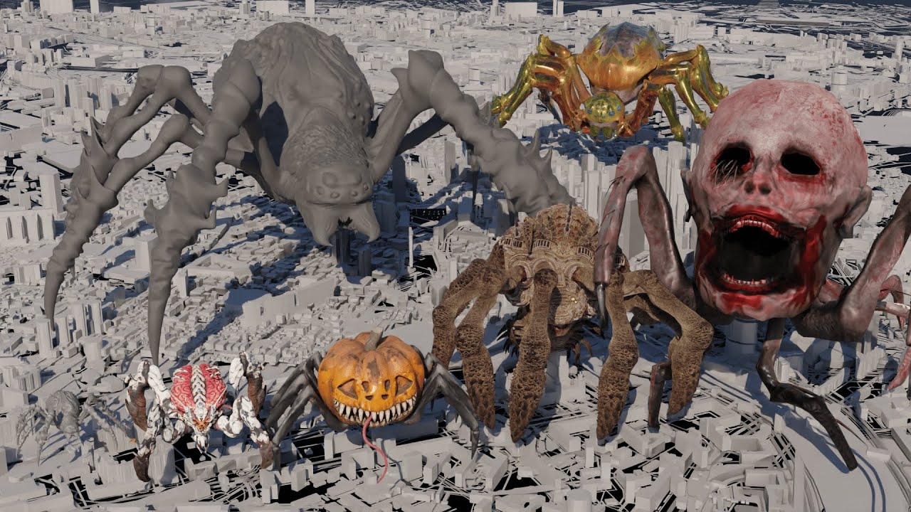 Spider Monsters Size Comparison 3D | Giant Spider Creatures Animation