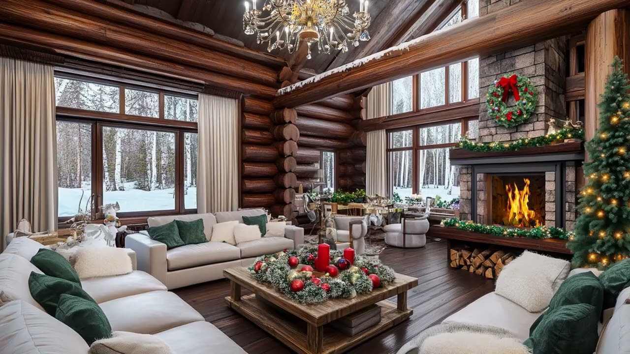 Christmas Snow And Crackling Fire Build A Warm Relaxing Space For Festive Ease