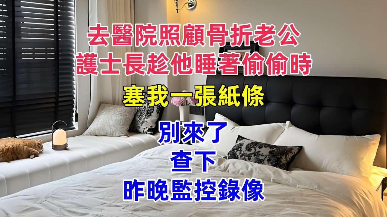 去醫院照顧骨折老公，護士長趁他睡著偷偷時，塞我一張紙條：別來了，查下昨晚監控錄像！#為人處世 #正能量 #故事分享 #生活經驗 #情感