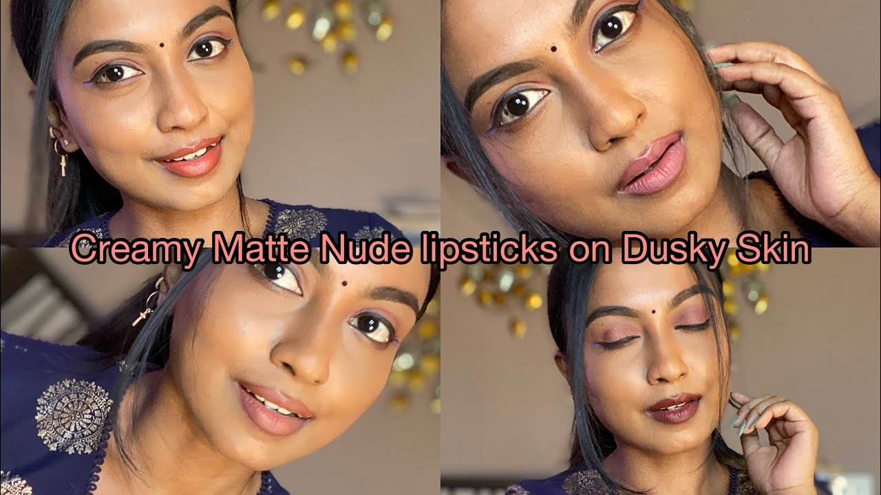 Affordable Nude Creamy Lipsticks on Dusky Skin || Maybelline Creamy Matte Swatches