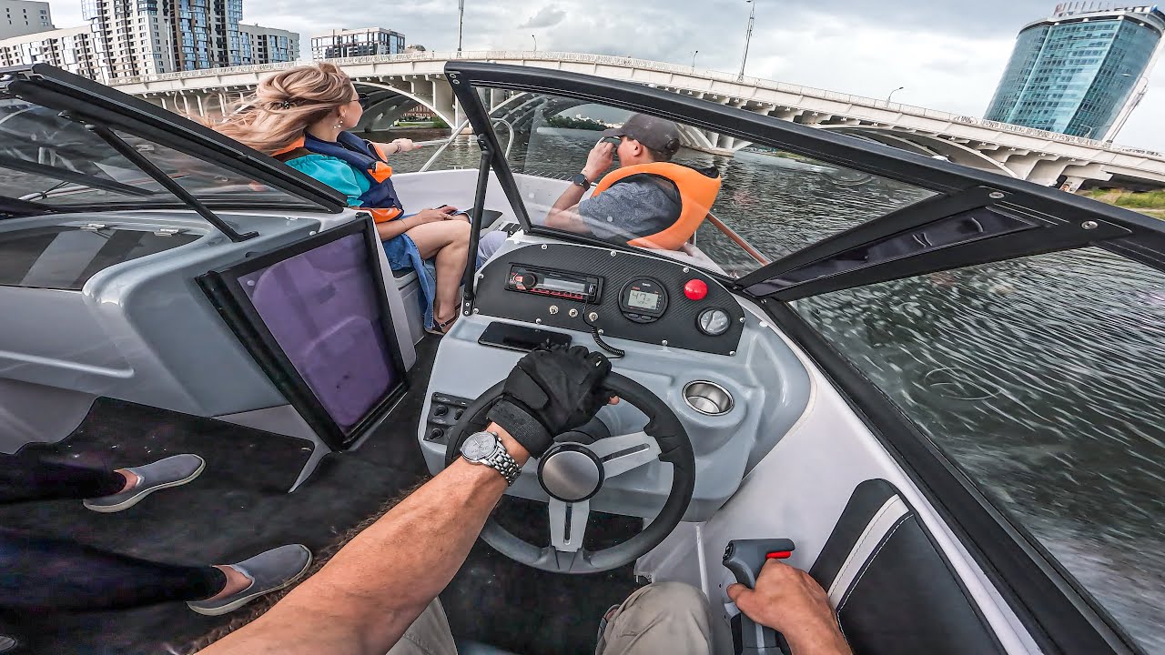 POV: Thrilling Speedboat Ride on the Water!