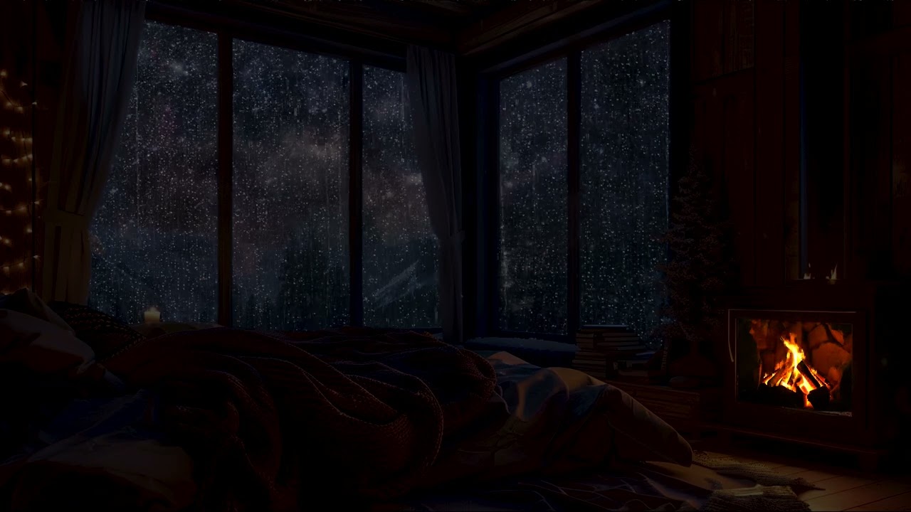 Gentle Rain and a Flickering Fireplace: A Peaceful Space That Lulls Us Into Deep Sleep