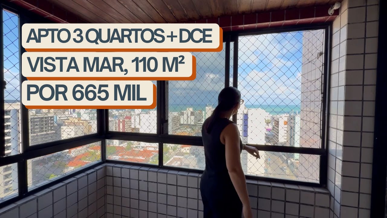 Apartamento em João Pessoa, Tambaú, vista mar, 3 quartos por R$ 665 Mil