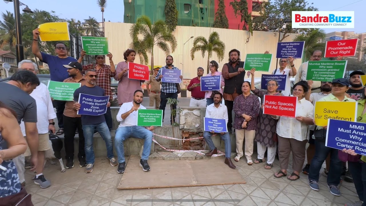 Citizens Protest LED Hoardings at Carter Road Promenade | Bandra’s Public Space Debate