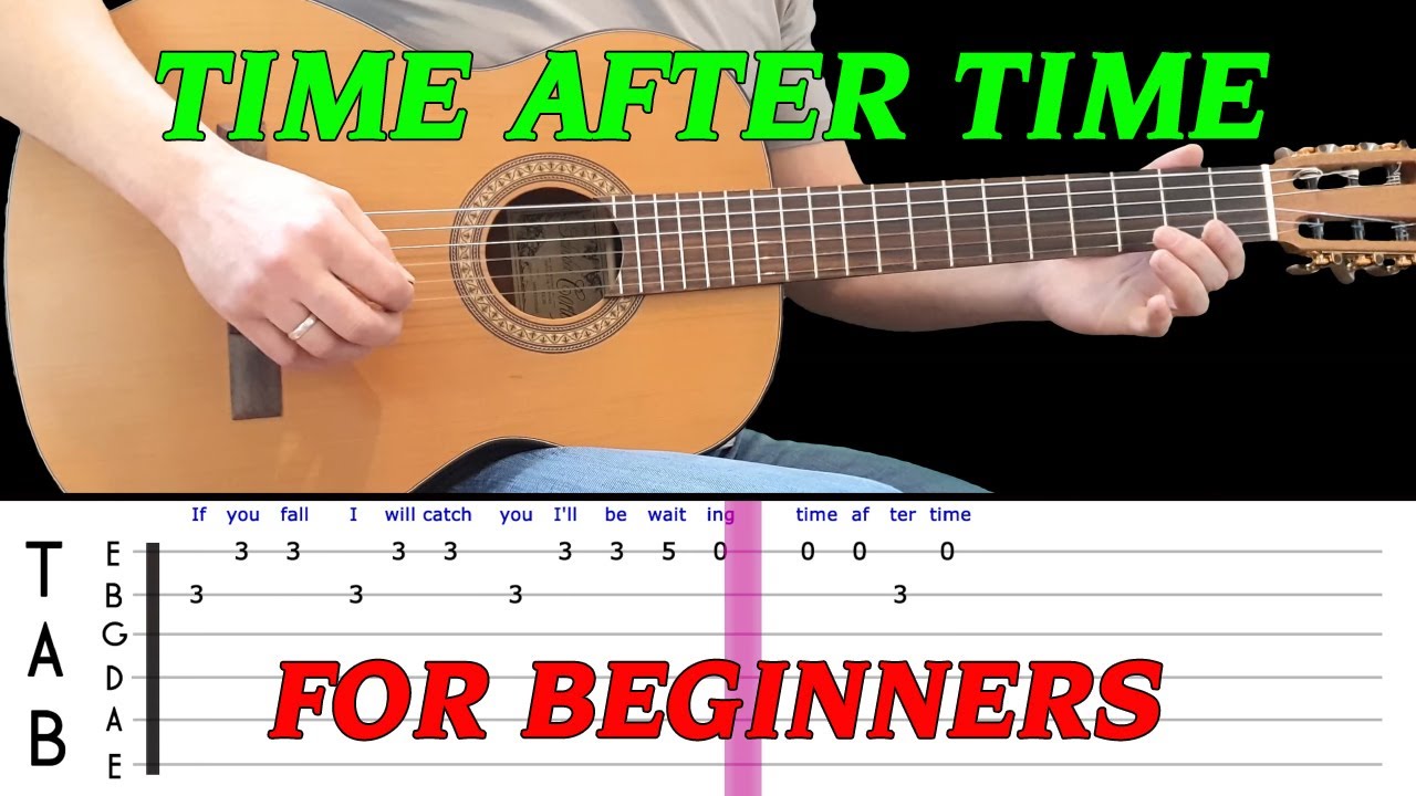 TIME AFTER TIME | Easy guitar melody lesson for BEGINNERS (with tabs) - Cyndi Lauper
