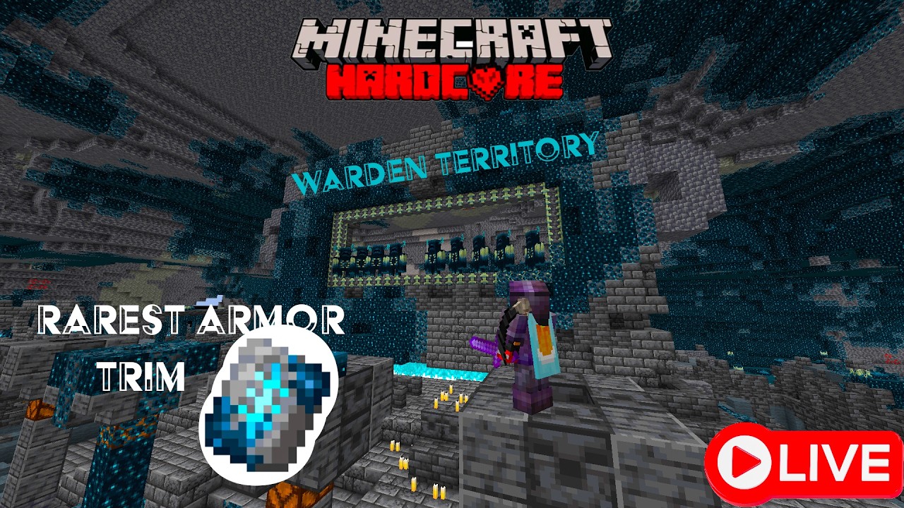 Hardcore Minecraft LIVE | Hunting the RAREST Armor Trim in the Ancient City 🔥#minecraft #facecam