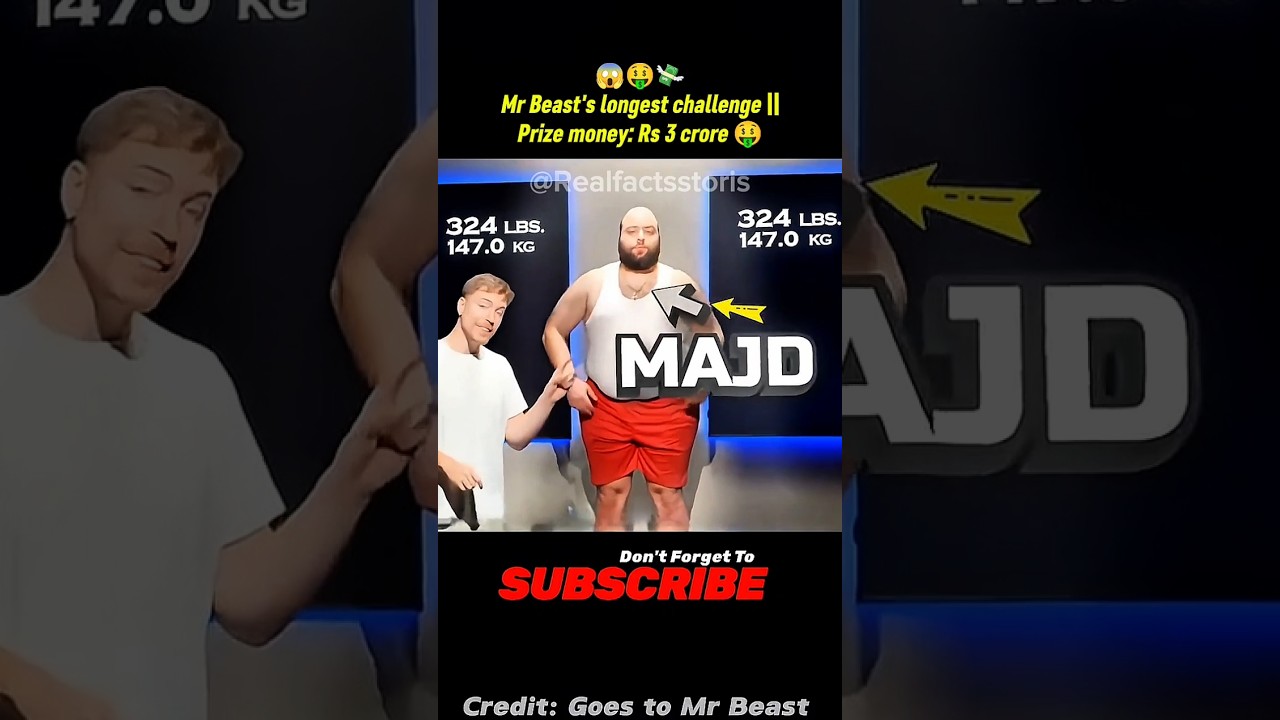 🤑Mr Beast's longest challenge ||Prize money: Rs 3 crore 🤯#shorts
