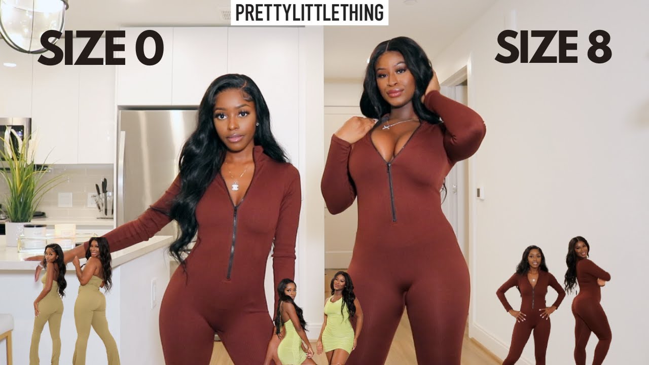 SIZE 0 vs SIZE 8 TRY THE SAME OUTFITS FROM PRETTYLITTLETHING | PLT FALL TRY ON HAUL