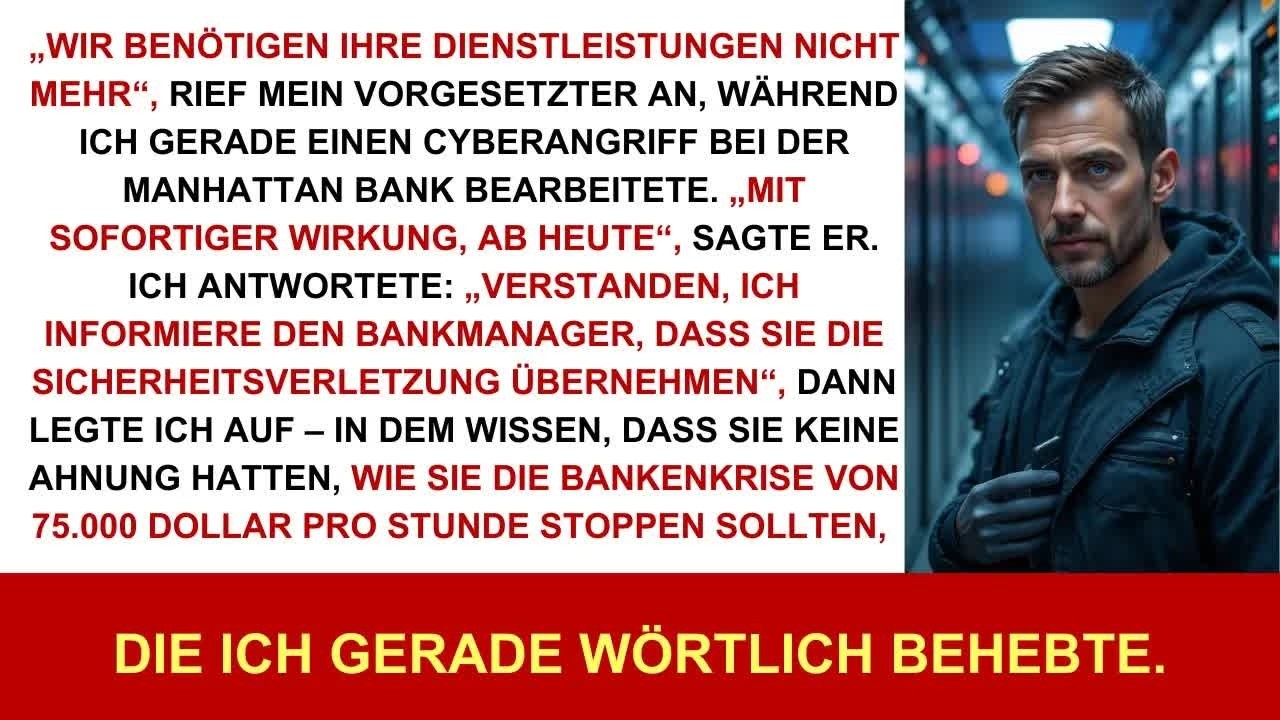 In NYC gefeuert beim Fixen der 75k$⧸h Cyberkrise  Ich： „Macht’s selbst “ Sie konnten nicht
