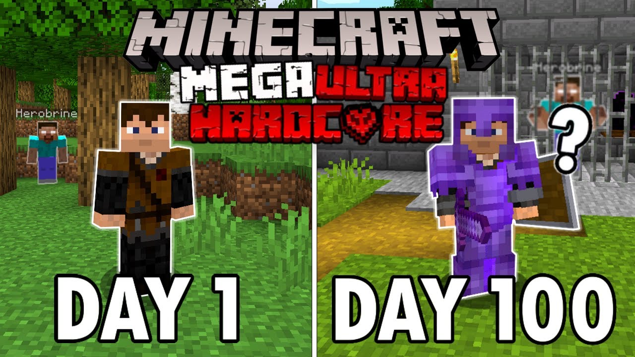 I Survived 100 Days in Mega Ultra Hardcore Minecraft... Minecraft Hardcore 100 Days