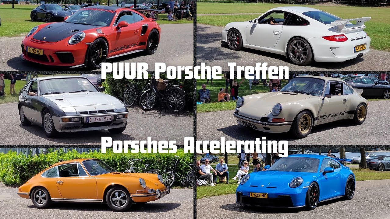 Many Porsches Leaving Carshow