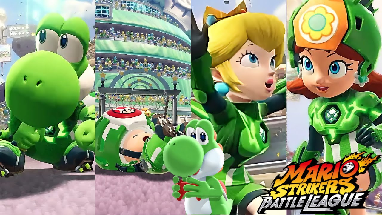 Mario Strikers Battle League Yoshi Toad Peach and Daisy at Planetoid CPU Hard