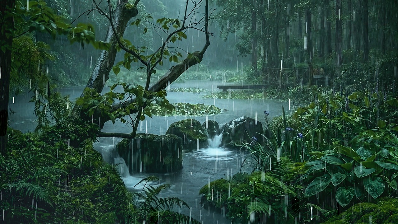 Instant Calm Quickly with Light Rain on Forest Lake | ASMR Rain to Sleep, Cure Insomnia & Tinnitus
