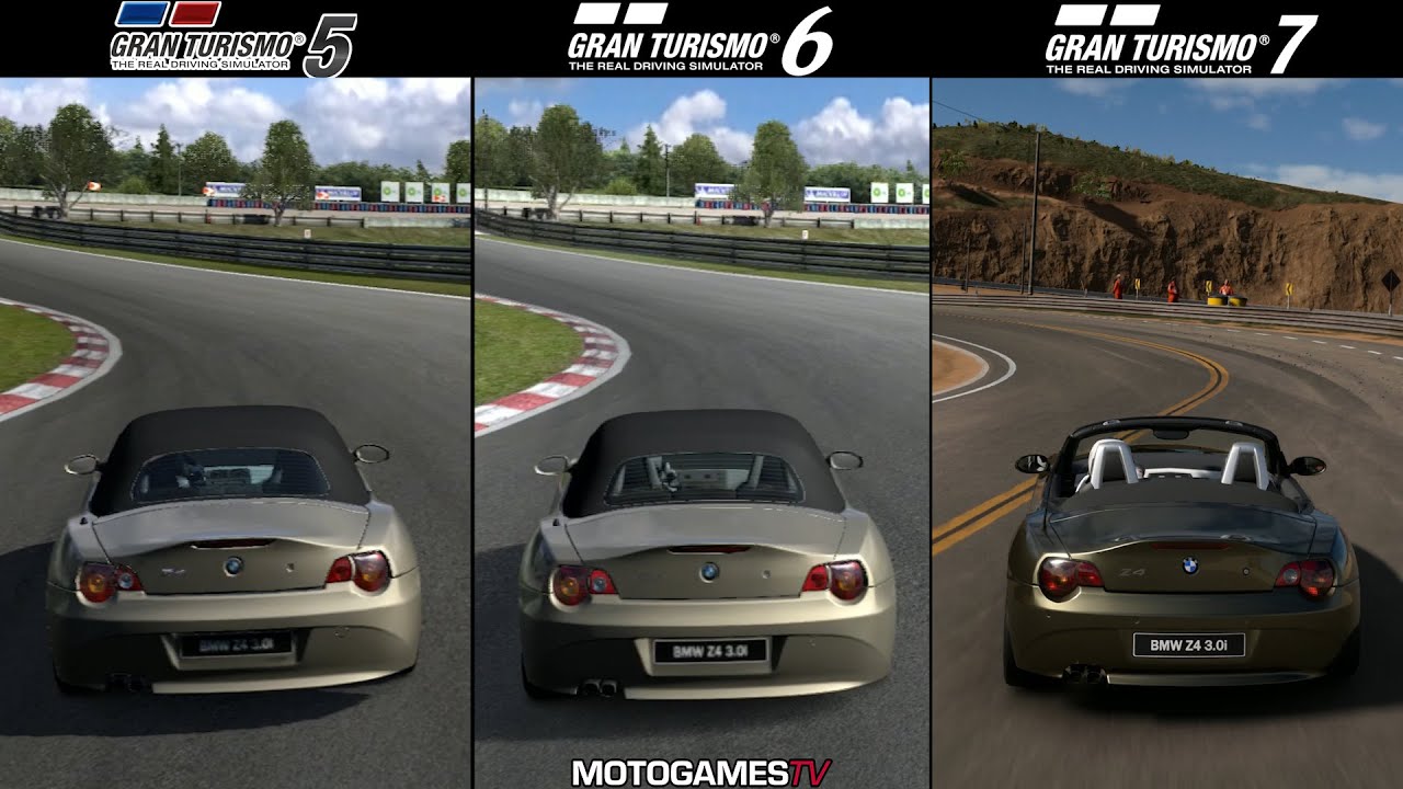 Gran Turismo 5 vs Gran Turismo 6 vs Gran Turismo 7 - BMW Z4 3.0i at Grand Valley Reverse