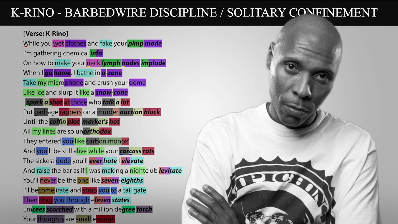 K-Rino - Barbedwire Discipline [Rhyme Scheme] Highlighted