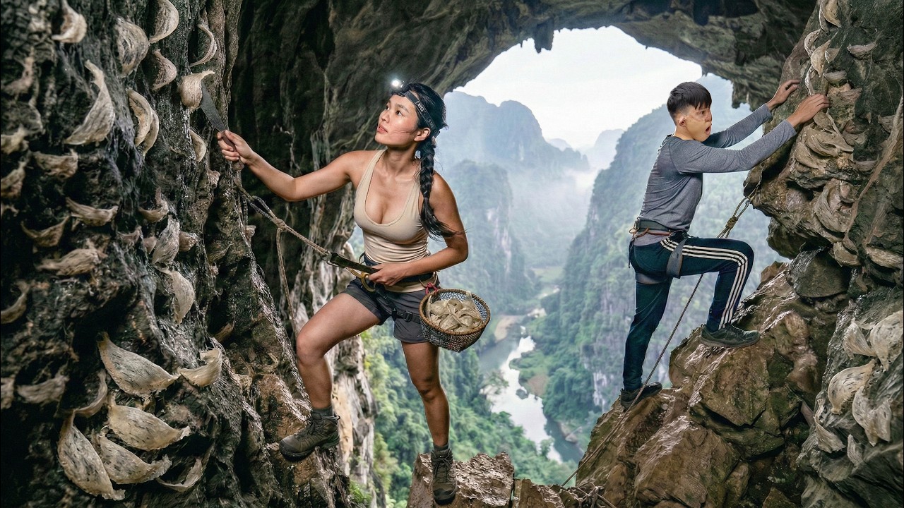 Harvesting 1000+ Rare Swiftlet Nests in a Dangerous Mountain Cave | Extreme Cliff Survival