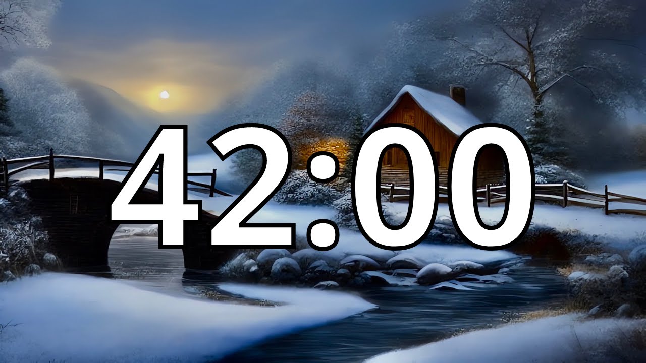 42 Minutes Winter Timer Countdown With Music and Alarm (Simple Beep)