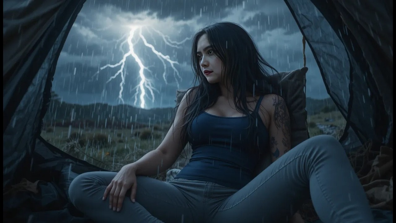 SOLO OVERNIGHT CAMPING IN THE RAIN - RELAXING IN THE TENT WITH THE SATISFYING SOUND OF NATURE - ASMR