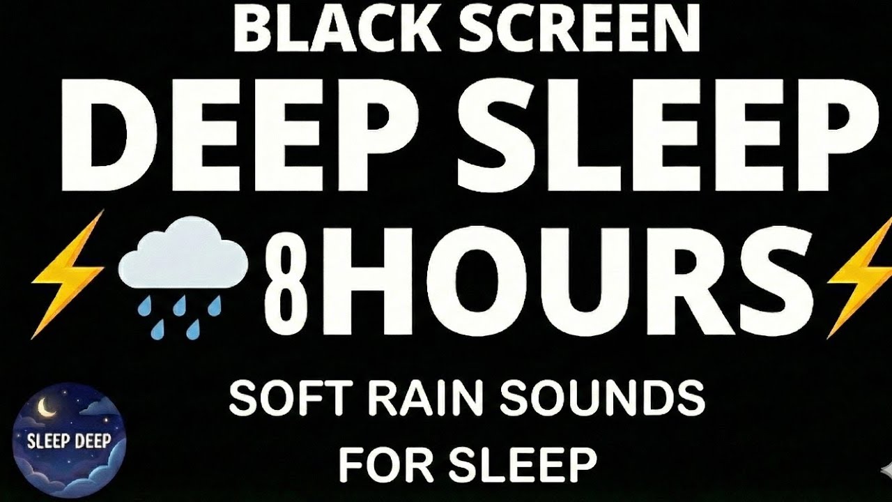 Heavy Soft Rain on Black Screen | Sleep & Relax (8 Hours) 🌧️