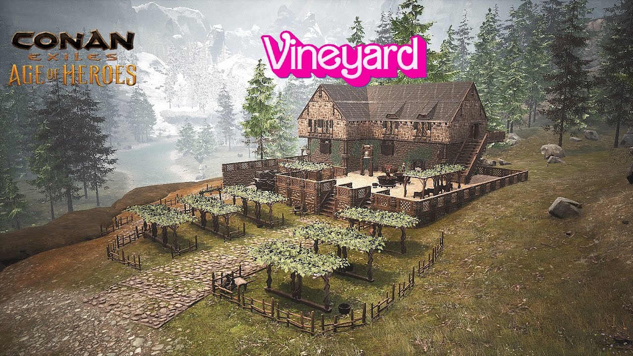 Conan Exiles how to build Vineyard ,  New Zingaran Vintner bundle set | Speed Build | NO Mods |