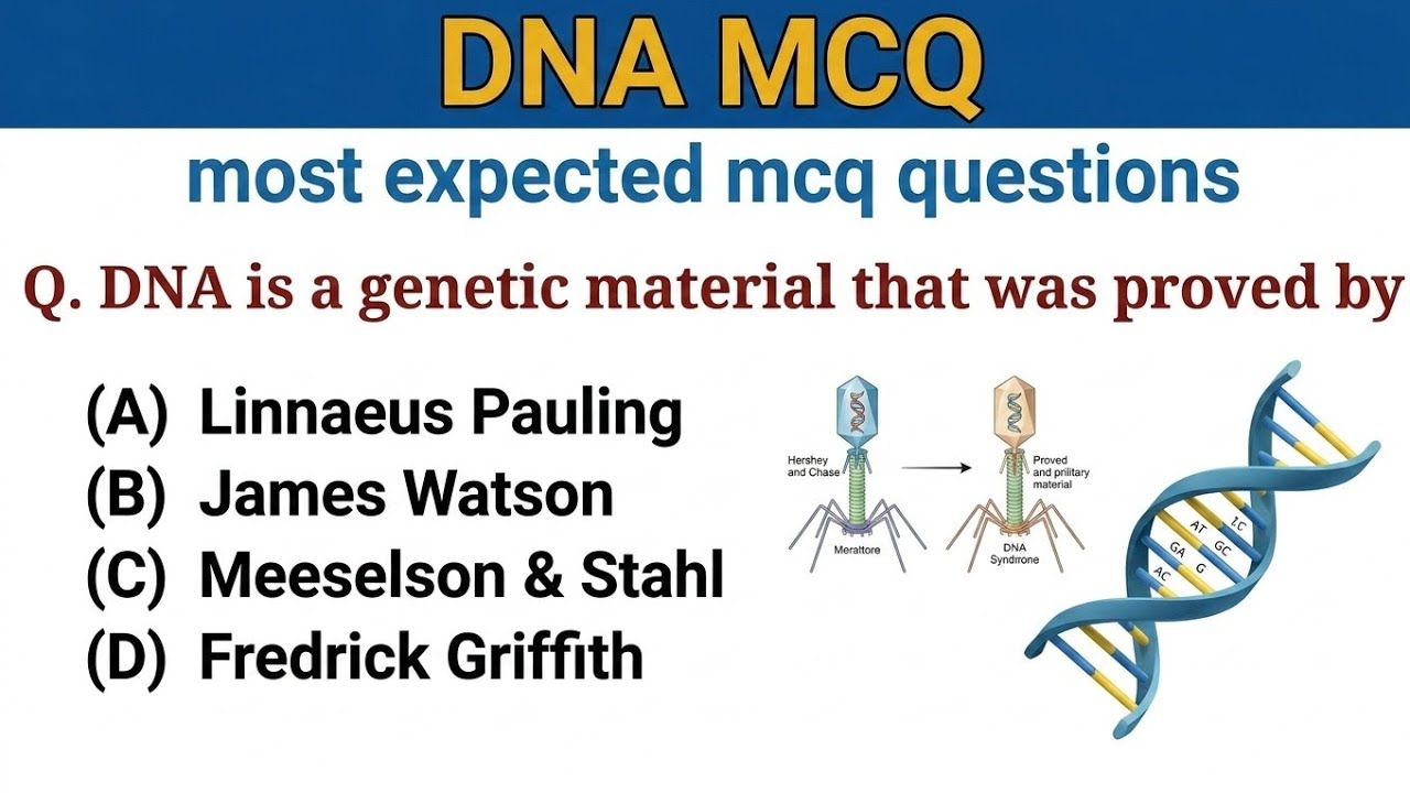 DNA MCQs: Biochemistry MCQs: Molecular basis of Inheritence