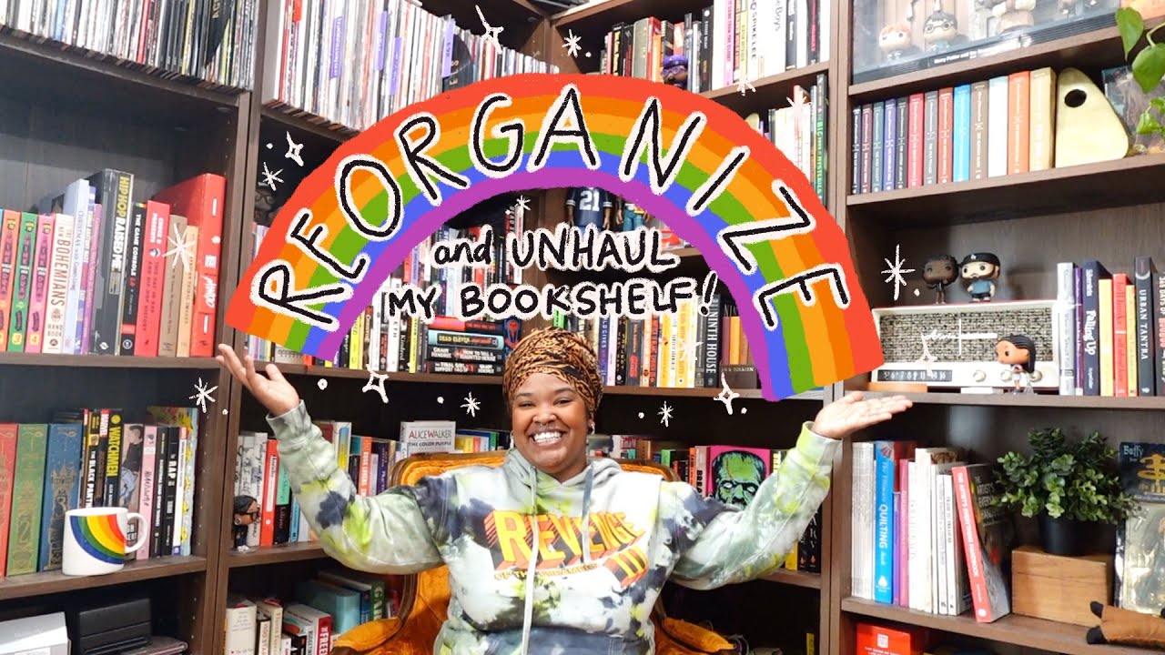 organizing my bookshelf and HUGE book unhaul with me! 📚