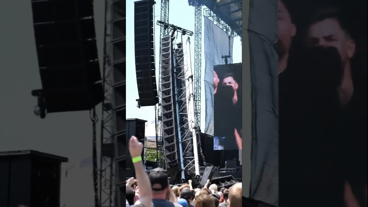 Tower of Sound Falls! Line Array Support Breaks Mid-Event #shortvideo #concert #audiosystems