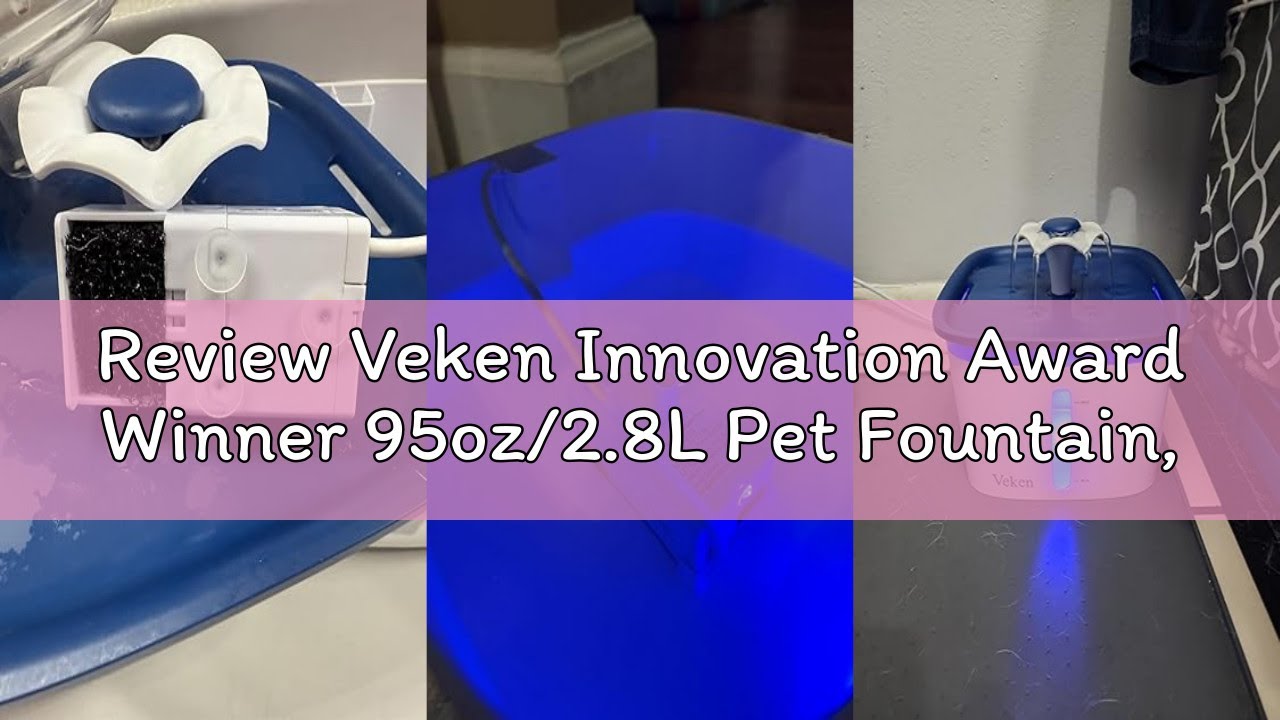 Review Veken Innovation Award Winner 95oz/2.8L Pet Fountain, Automatic Cat Water Fountain Dog Water