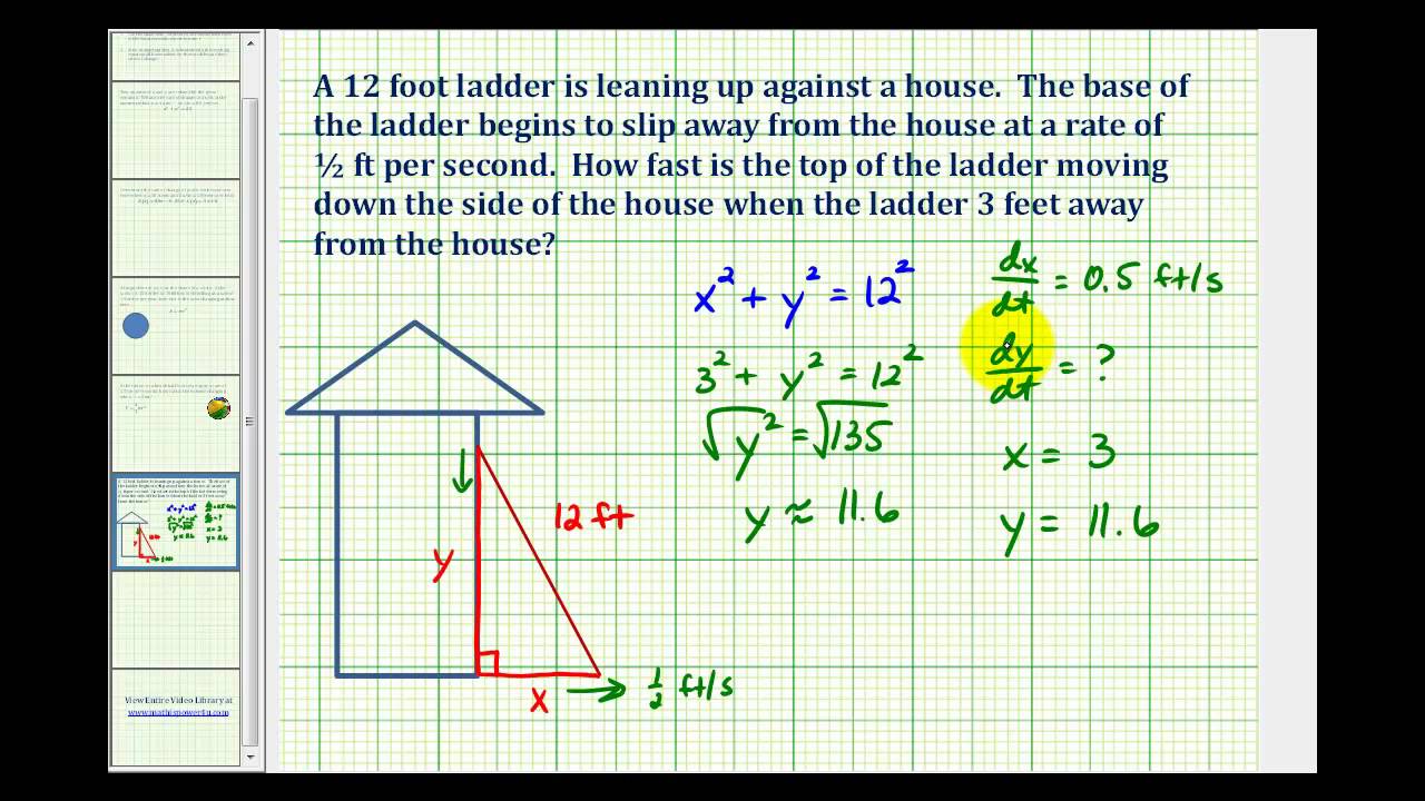 Ex 4:  Related Rates:  Ladder Problem