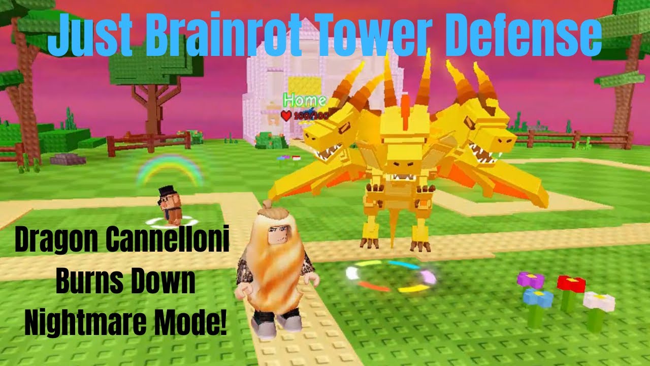 Just Brainrot Tower Defense Dragon Cannelloni Burns Down Nightmare Mode!