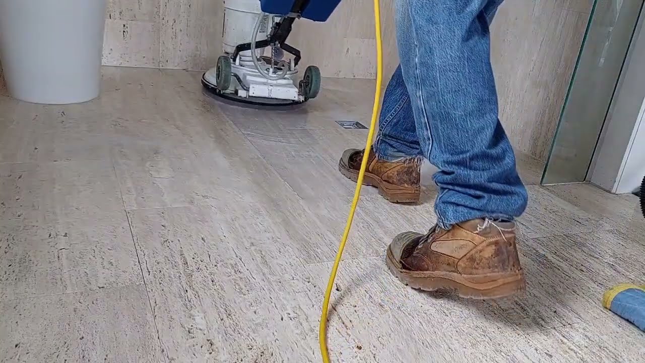 Travertine Stone Polishing #deepcleaning #stonepolishing #satisfying