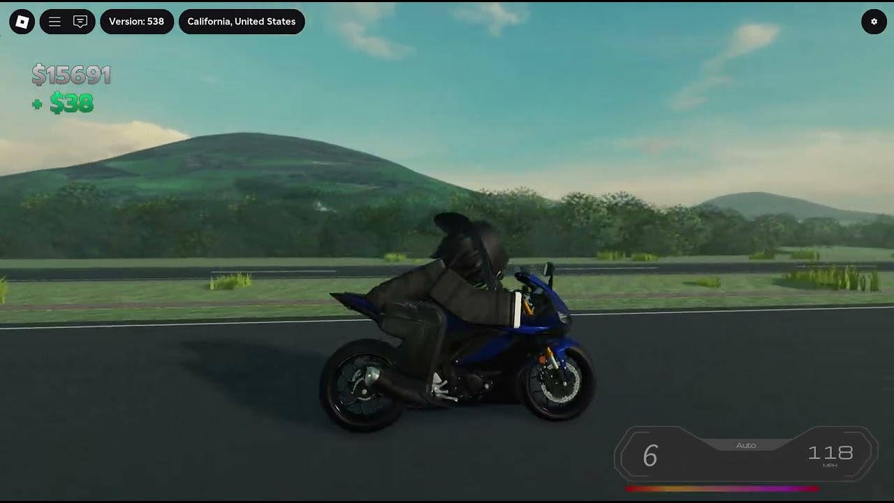 Riding a motorcycle in roblox ride storm