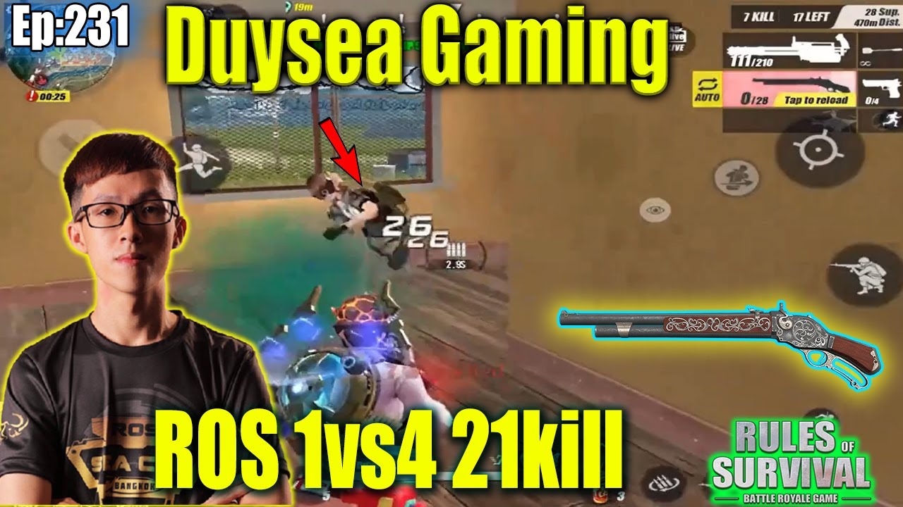 Duysea Ros 1vs4 M1887 God,Duysea Ros Highlight,Duysea Gaming,Rules of Survival,Ep:231
