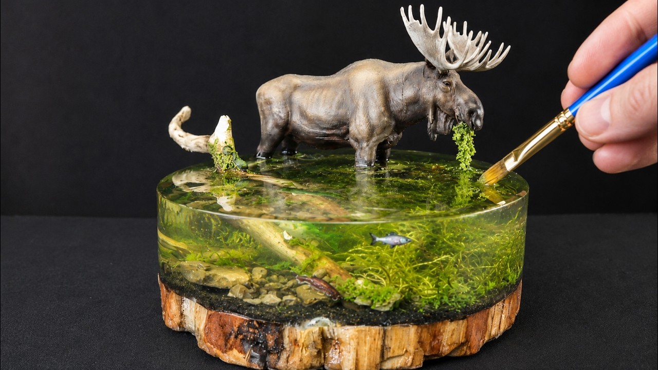 I Made A Moose That's Chillin In A Pond Diorama