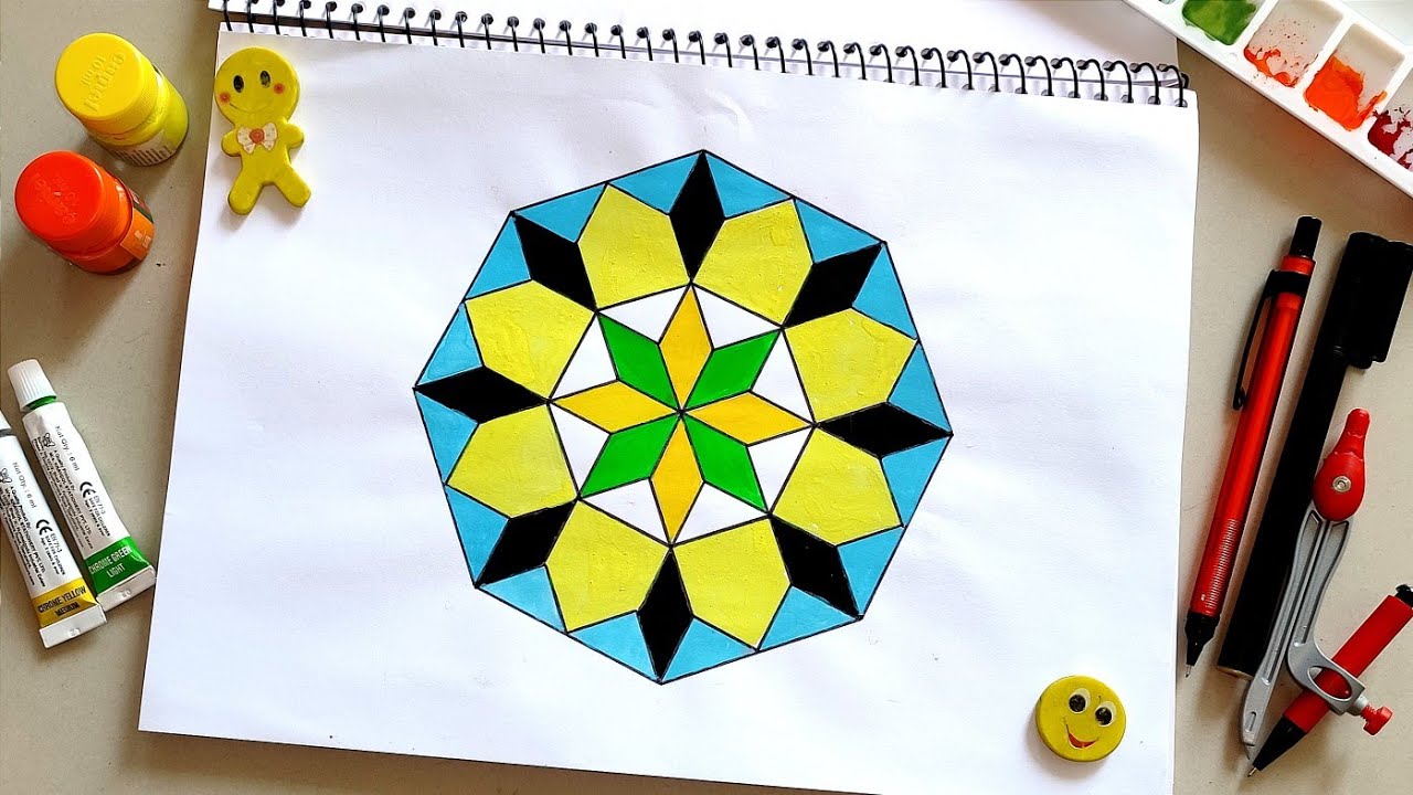 Geometric Design in Octagon || Geometric Pattern in Octagon || Octagon Geometric Drawing || Mandala