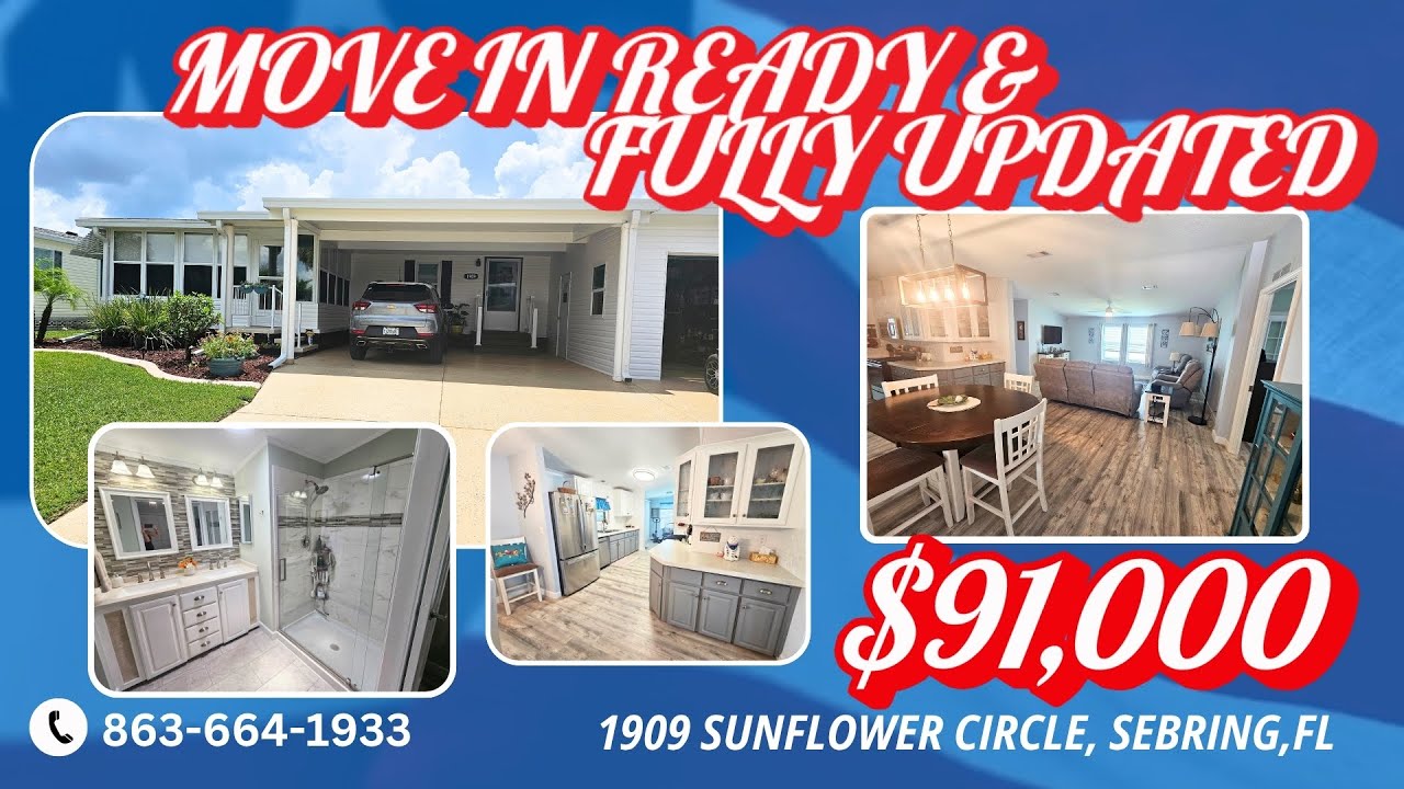 Продаётся готовый к заселению сборный дом, 1909 Sunflower Circle, Себринг, Флорида